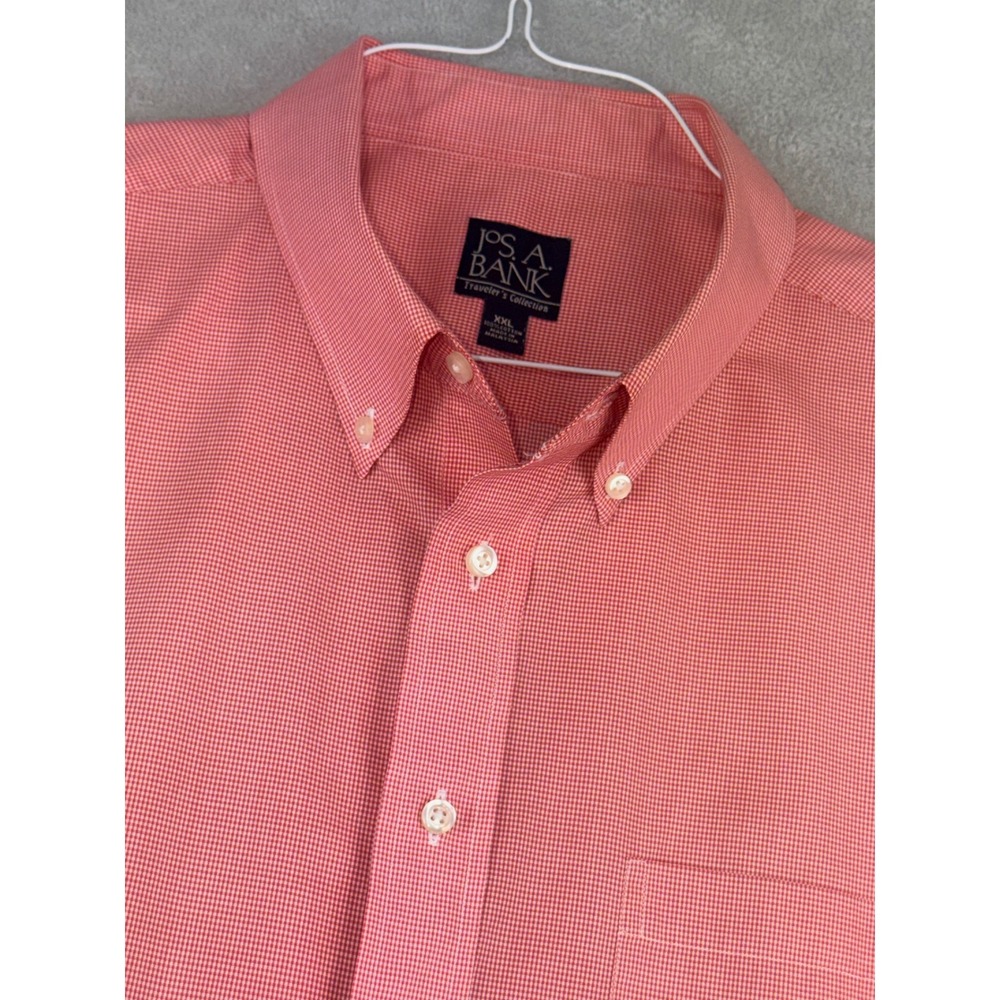 Jos A Bank Travelers Collection Men's XXL Red Micro Check Button Down Shirt